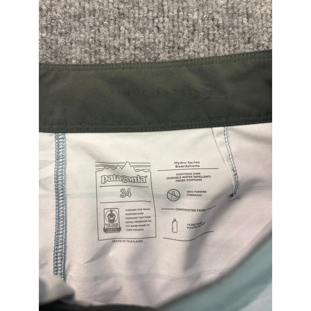 Patagonia Boardshorts Mens‎ 34 Grey Striped Hydro Series Recycled Swim Trunks